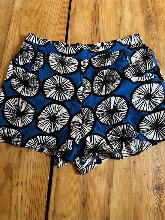 Marimekko For Target Pants - MARIMEKKO M Blue Printed Rayon Shorts Pockets